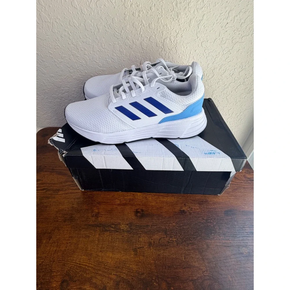 Adidas Galaxy 6 M Mens Running Shoes White Blue IE8141 Size 10 NEW Damaged Box